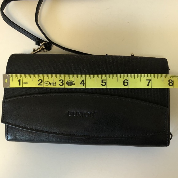 Buxton Black Leather Long Bifold Organizer Wallet with cellphone case - Picture 11 of 11